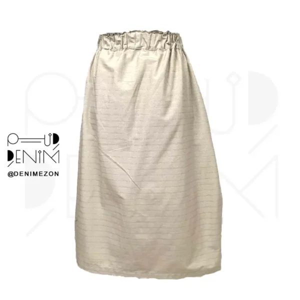 دامن بلند گندم دنیم مزون نمای پشت