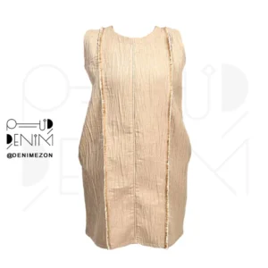 پیراهن زنانه ستین کرم دنیم مزون