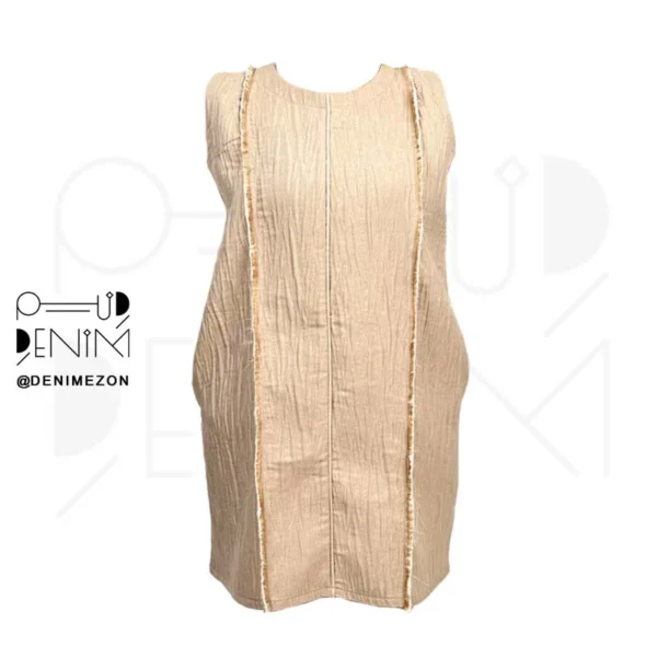 پیراهن زنانه ستین کرم دنیم مزون