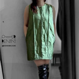 پیراهن-ستین-سبز-نمونه-پوشیده-شده