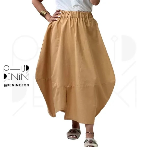 دامن-یزد-نخودی-نارنجی دنیم مزون