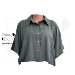 شومیز-خاتون-دنیم-مزون-سبز-تیره