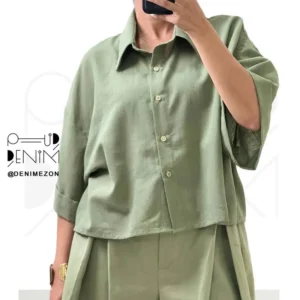 شومیز خاتون سبز روشن تن خور