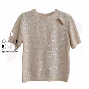 بلوز-آستین-کوتاه-ماهی-پولی-دار-نمای-روبرو