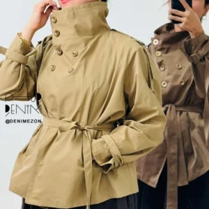 بارانی یقه ایستاده آلیس رنگ صدری تن خور