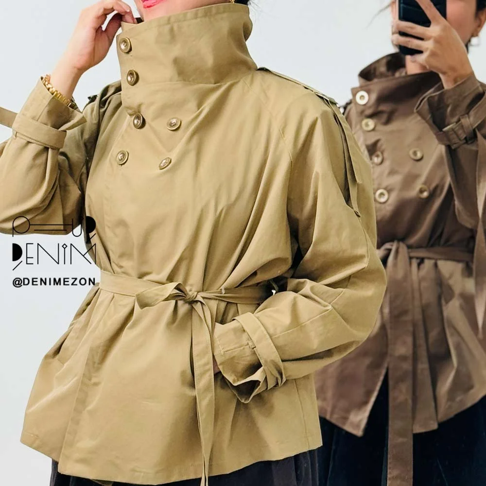 بارانی یقه ایستاده آلیس رنگ صدری تن خور